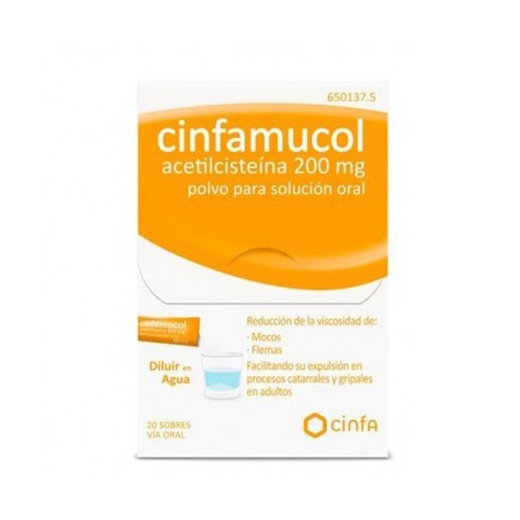 Cinfamucol Acetilcisteina 200 Mg 20 Sobres Polvo