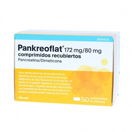 Pankreoflat 172 Mg/80 Mg 50 Comprimidos Recubier