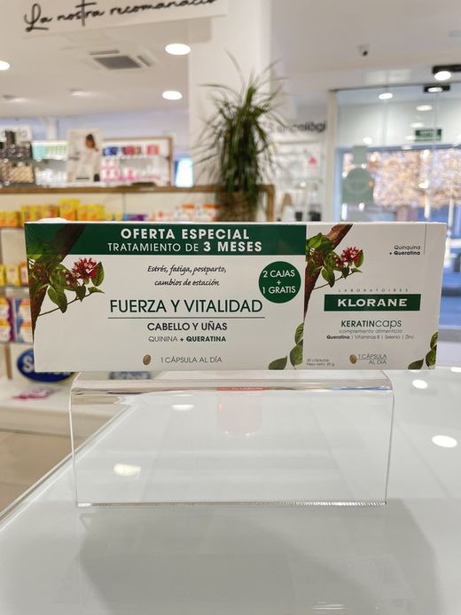 Klorane KeratinCaps Fuerza y Vitalidad - Complemento alimenticio 90 capsulas. Tratamiento de 3 meses.
